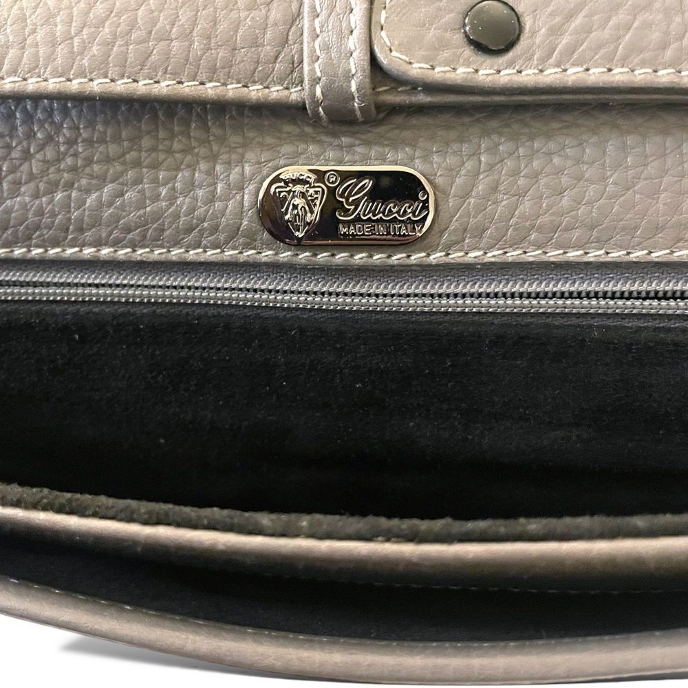 GUCCI Vintage Gray Leather Crossbody Bag / Clutch - Picture 3 of 13